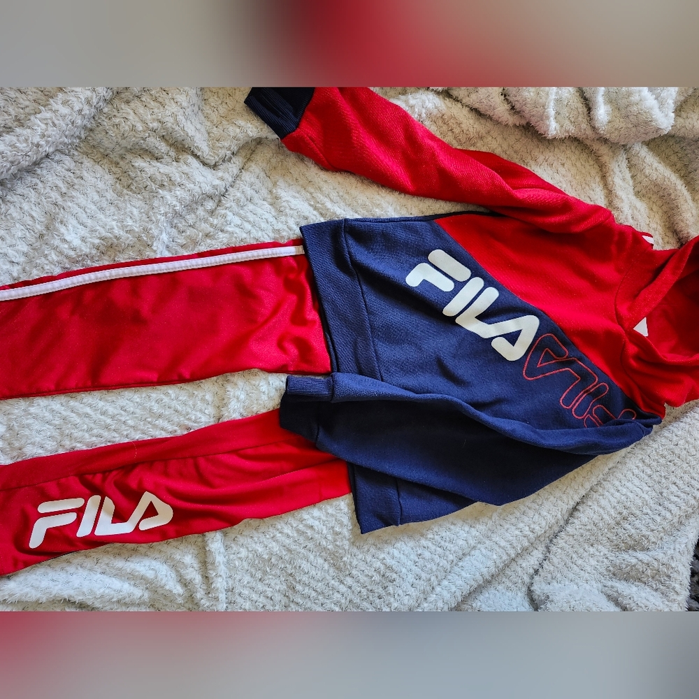 Fila Kids Red and Navy Jogger Set